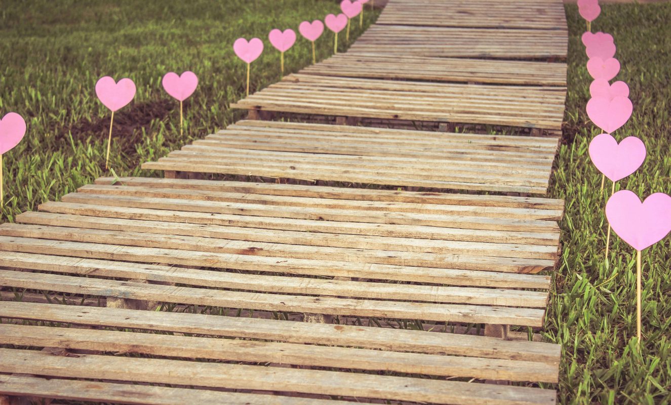 Path with love hearts